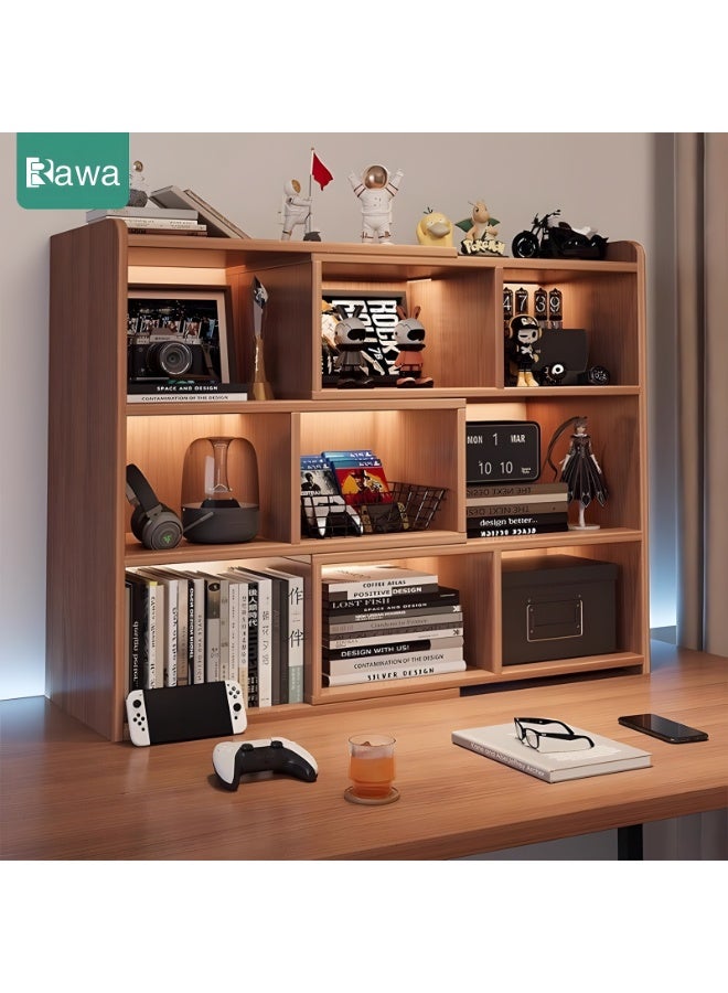 روعة خزانة كتب خشبية قائمة بذاتها ذات سعة كبيرة على شكل مكعب بثلاثة مستويات، رف تخزين مكتبي متعدد المستويات قابل للتعديل من 40 إلى 70 سم، خزانة منخفضة متعددة المستويات، رف تخزين عرض متعدد الوظائف للاستخدام المنزلي والمكتبي، منظم مكتب مكتبي ودراسي، رف عرض كتب زخرفي. - Image 1